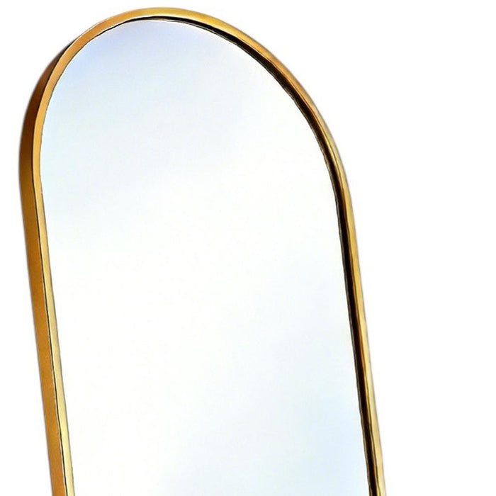 57" Gold Aluminum Arch Freestanding And Wall Mounted Framed Full Length Mirror