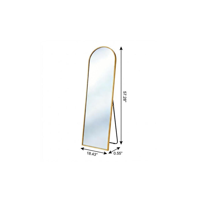 57" Gold Aluminum Arch Freestanding And Wall Mounted Framed Full Length Mirror