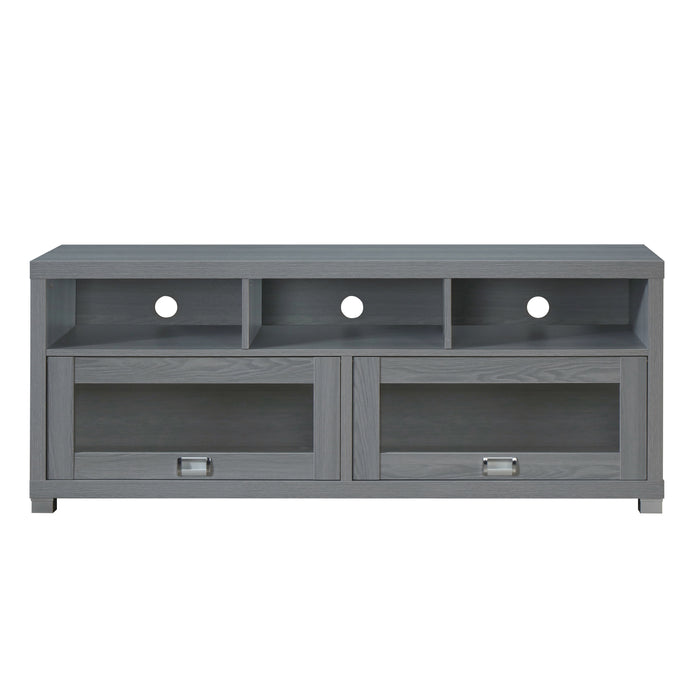 57" Gray Wood Enclosed and Open Storage TV Stand