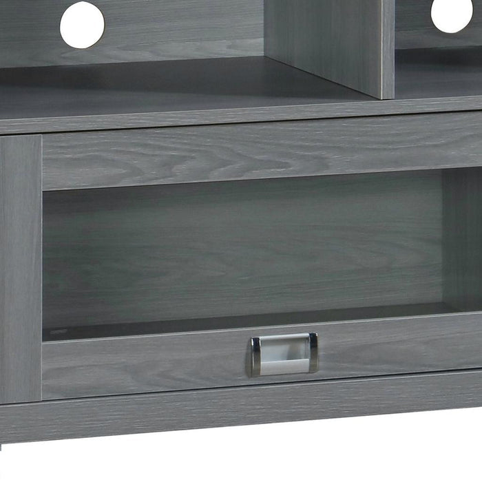 57" Gray Wood Enclosed and Open Storage TV Stand
