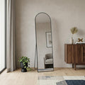 59" Black Metal Arch Wall Mounted Leaning Or Freestanding Framed Full Length Mirror