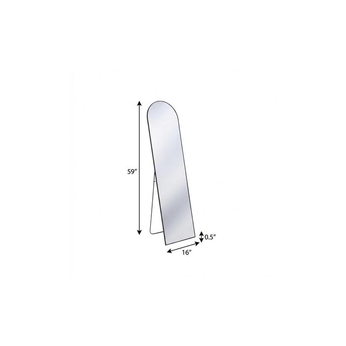 59" Black Metal Arch Wall Mounted Leaning Or Freestanding Framed Full Length Mirror