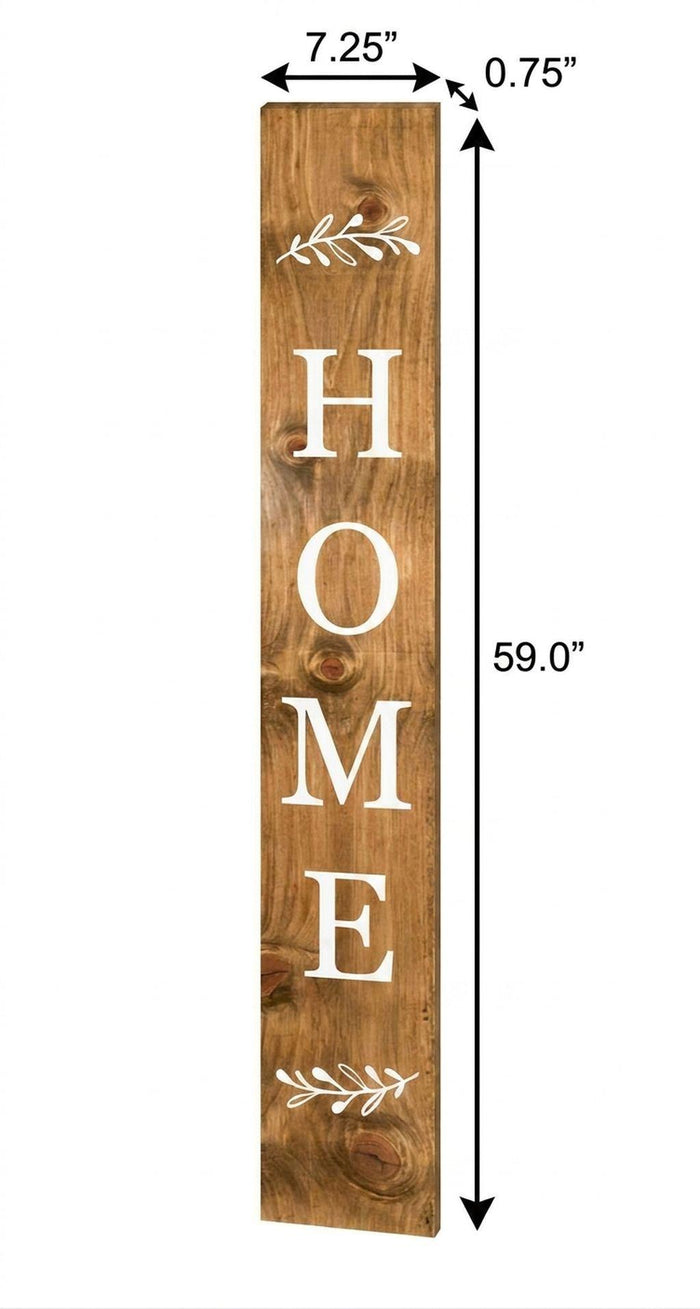 59" Natural And White Solid Wood Home Porch Sign