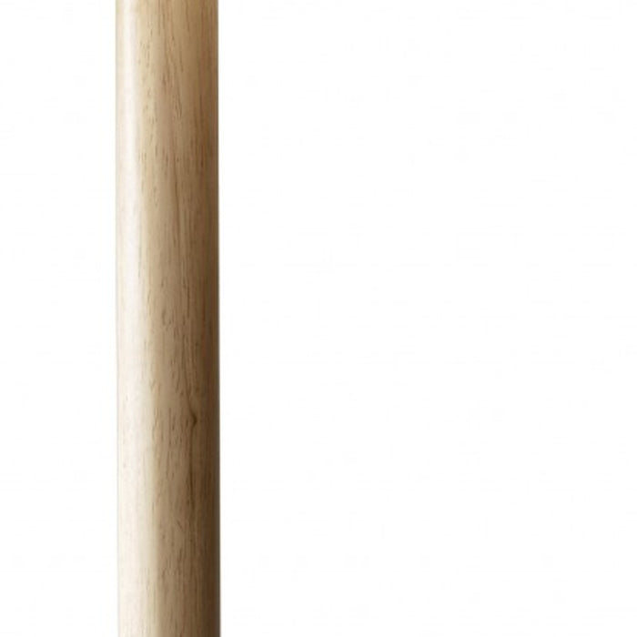 59" Natural Solid Wood Floor Lamp With White Linen Drum Shade