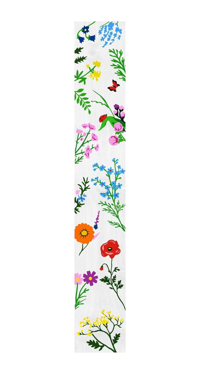 59" White Blue And Green Solid Wood Floral Bouquet Porch Sign