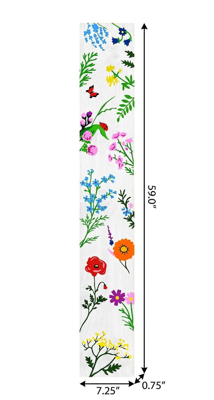59" White Blue And Green Solid Wood Floral Bouquet Porch Sign