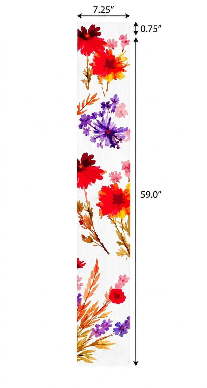 59" White Red And Purple Solid Wood Floral Bouquet Porch Sign