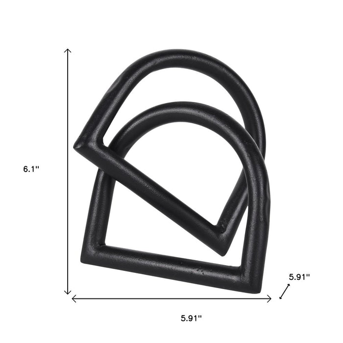 6" Black Iron Modern Abstract Tabletop Sculpture