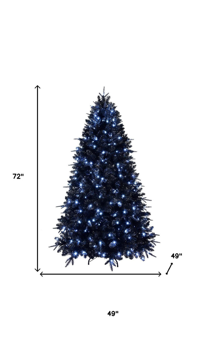 6' Black Pre Lit Full Spruce Christmas Tree