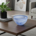 6" Blue And White Alabaster Glass Round Candy or Nut Bowl