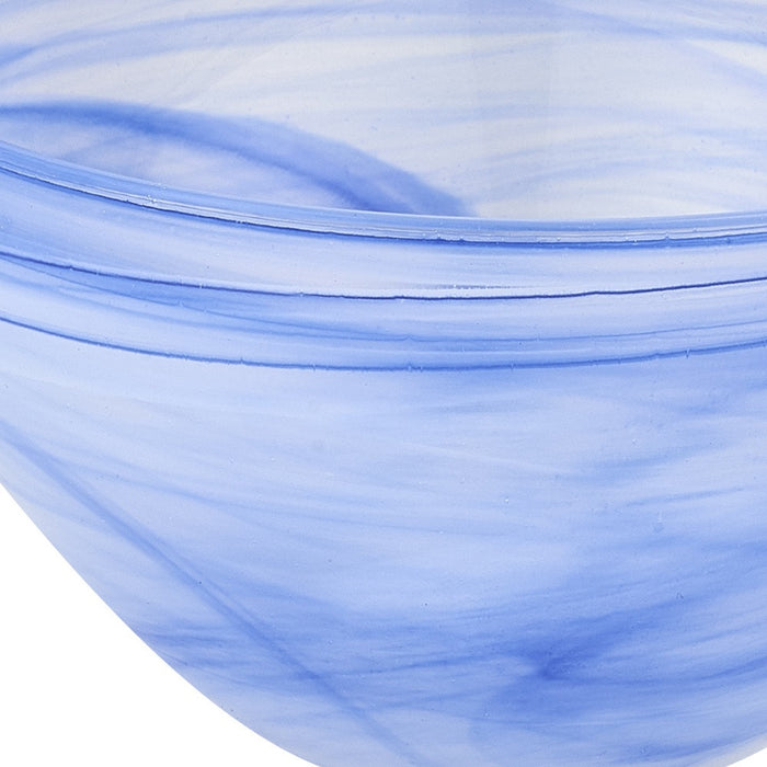 6" Blue And White Alabaster Glass Round Candy or Nut Bowl