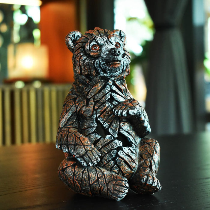 6" Brown White And Black Resin Bear Tabletop Sculpture