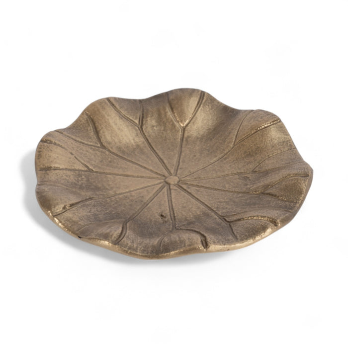 6" Gold Cast Iron Lily Pad Trinket Tray