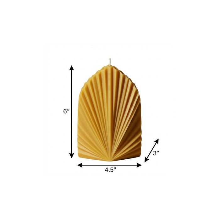 6" Gold Lavender And Sage Scented Dimensional Palm Leaf Candle