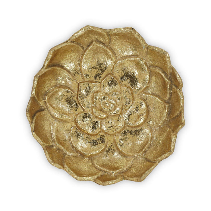 6" Gold Lotus Flower Metal Lotus Leaf Handmade Vanity Tray