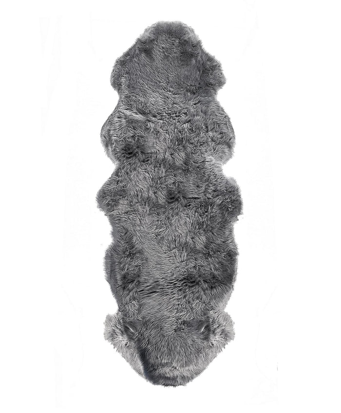 6' Gray Genuine Sheepskin Animal Print Shag Area Rug