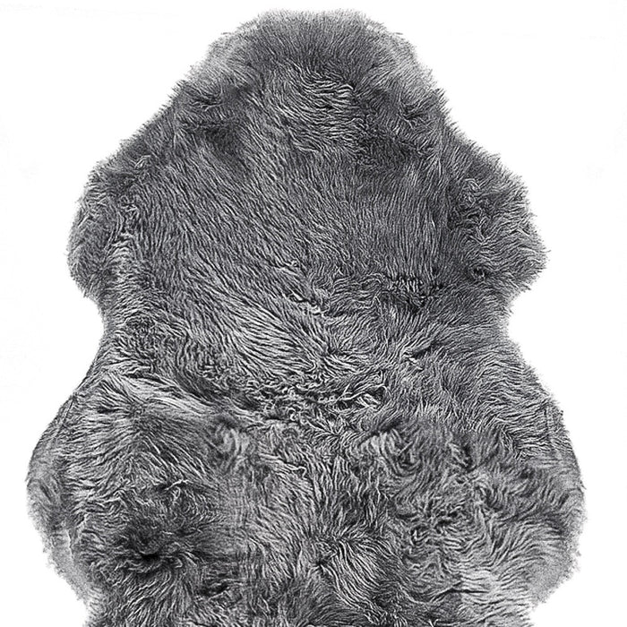 6' Gray Genuine Sheepskin Animal Print Shag Area Rug