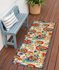 6' Green And Ivory Indoor Outdoor Area Rug