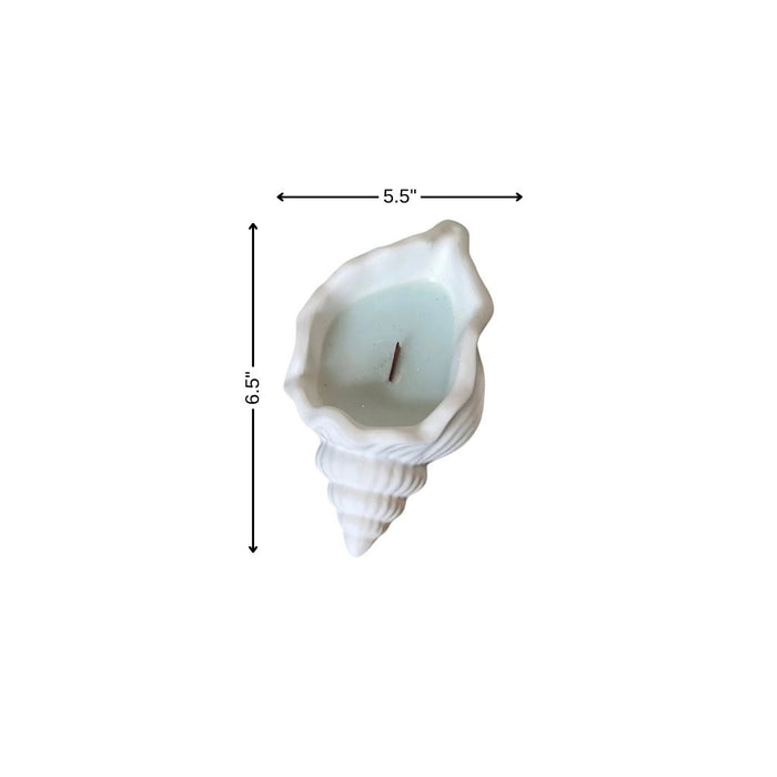 6" Light Blue High Tide Scented Soy Wax Candle In White Resin Novelty Holder