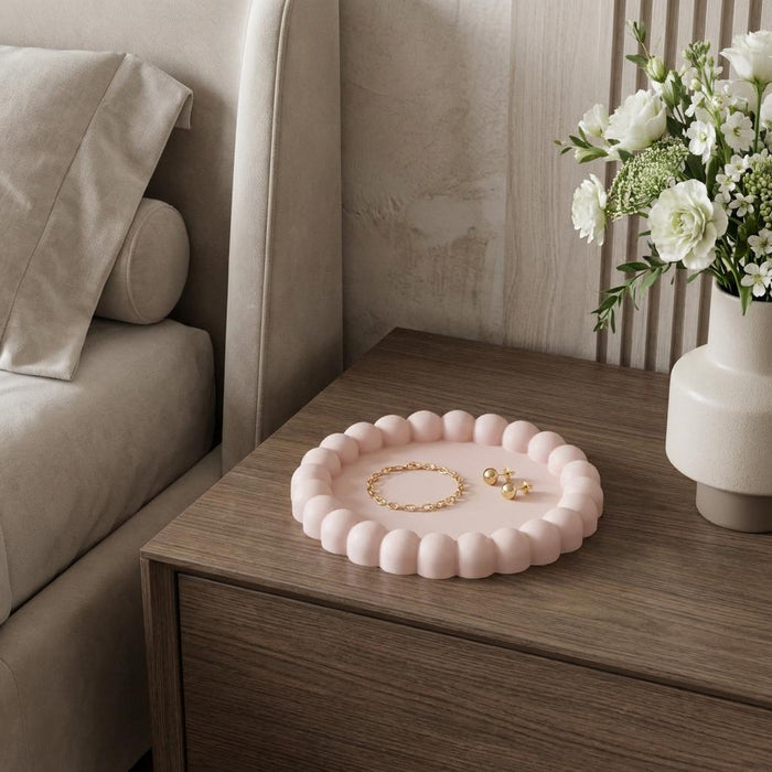 6" Pale Pink Resin Handmade Round Trinket Tray