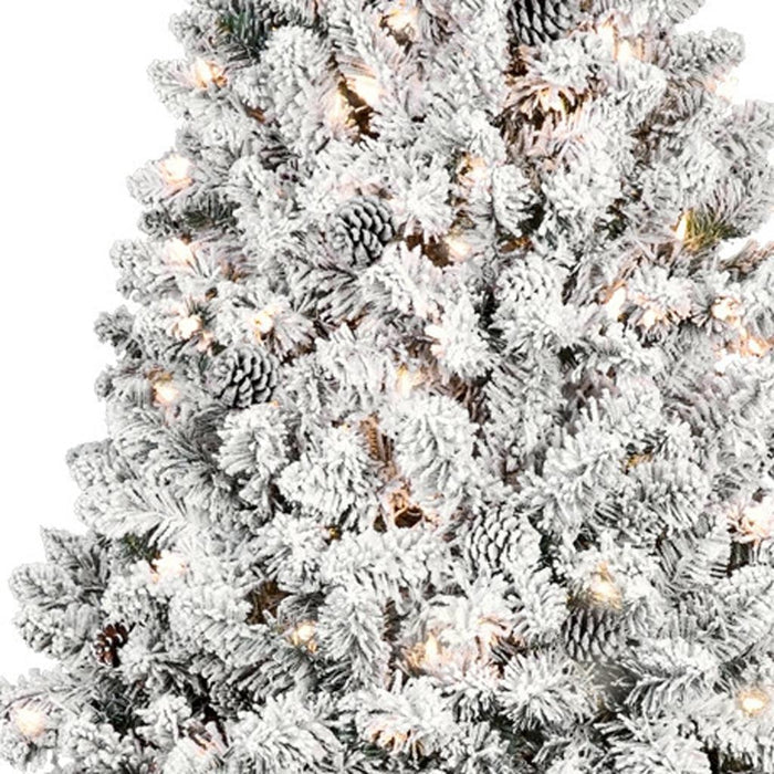 6' Pre Lit Full Flocked Spruce Christmas Tree