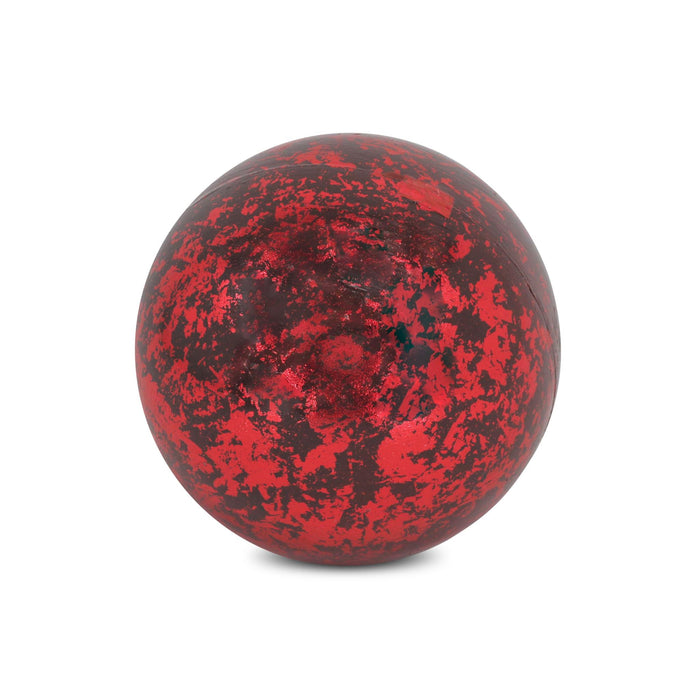 6" Red Paper Mache Hand Painted Orb Decorative Orb