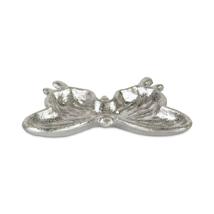 6" Silver Cast Iron Butterfly Handmade Trinket Tray