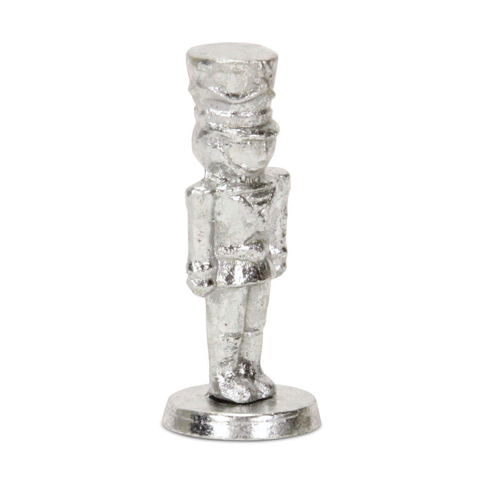 6" Silver Cast Iron Christmas Nutcracker Hand Painted Figurine