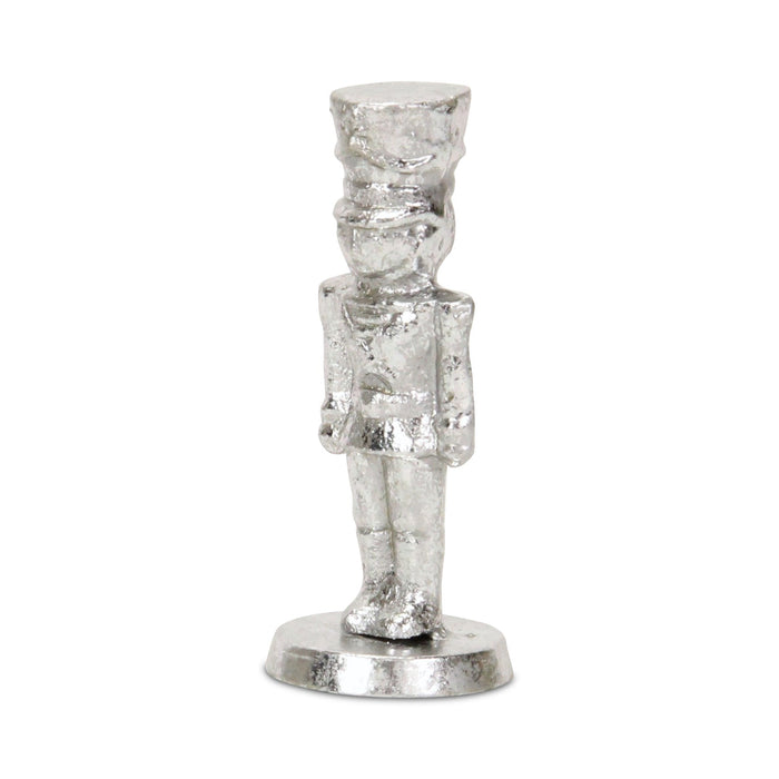 6" Silver Cast Iron Christmas Nutcracker Hand Painted Figurine