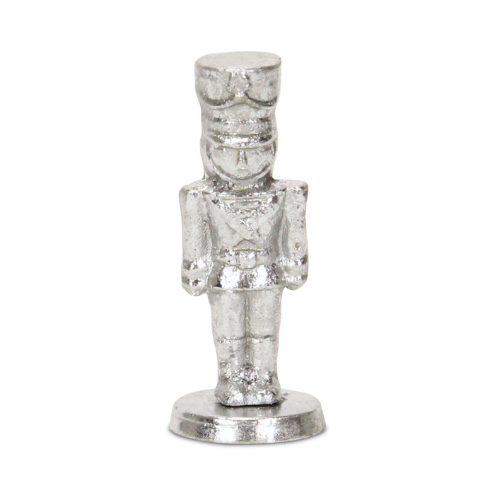 6" Silver Cast Iron Christmas Nutcracker Hand Painted Figurine
