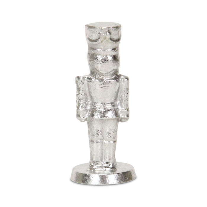 6" Silver Cast Iron Christmas Nutcracker Hand Painted Figurine