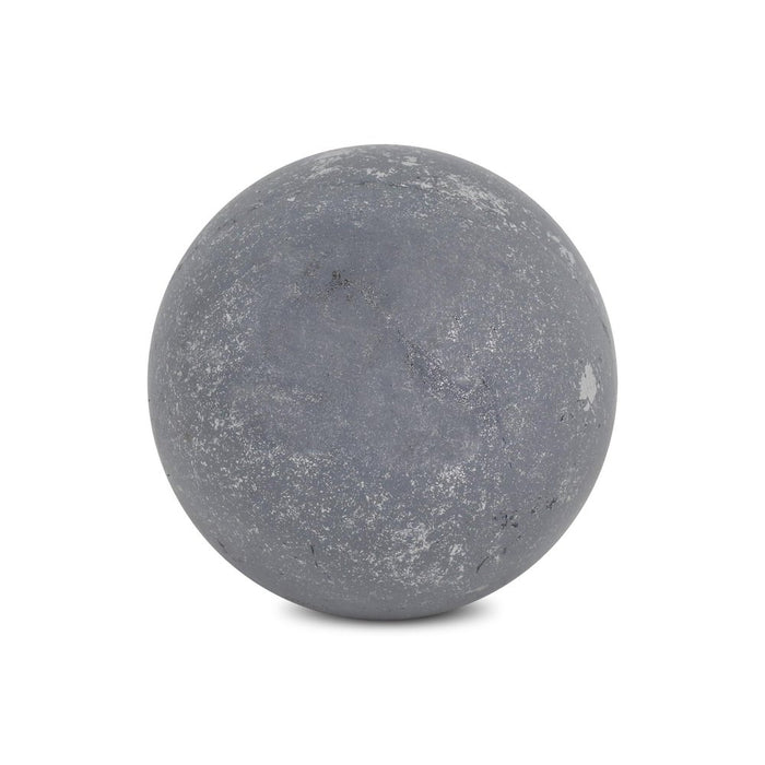 6" Silver Paper Mache Hand Painted Orb Decorative Orb