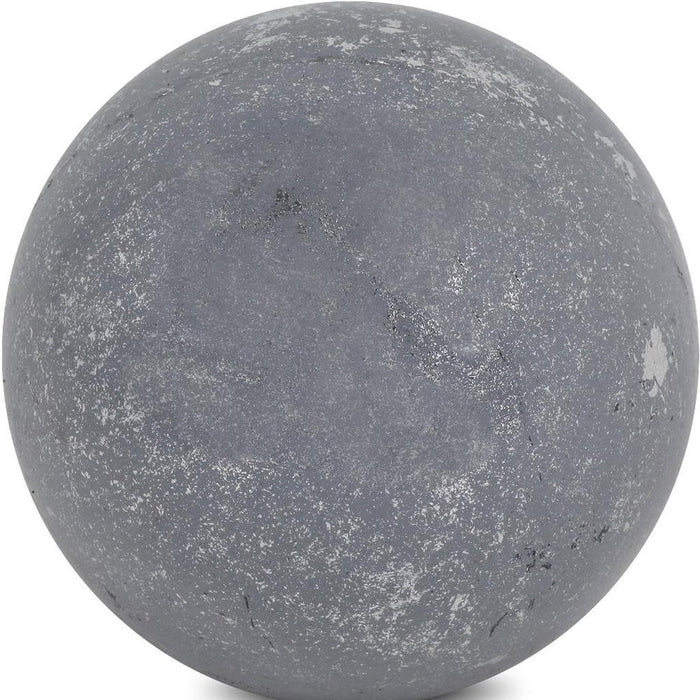 6" Silver Paper Mache Hand Painted Orb Decorative Orb