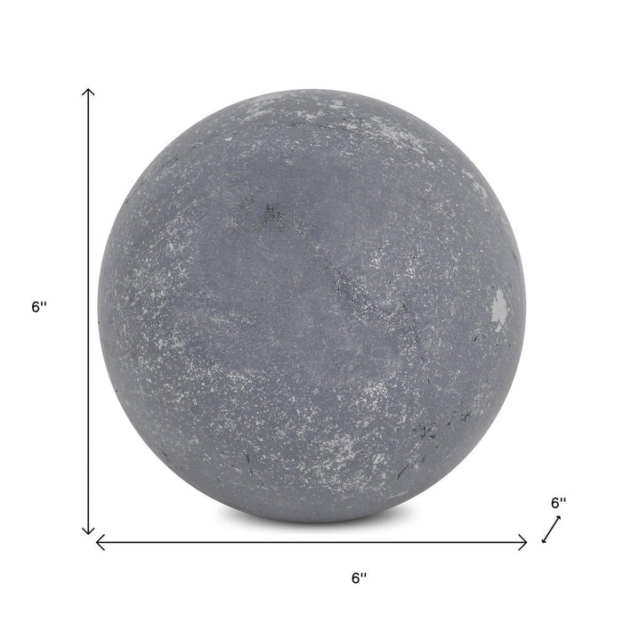 6" Silver Paper Mache Hand Painted Orb Decorative Orb