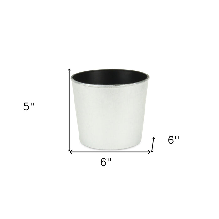 6" Silver Recycled Plastic Indoor Outdoor Round Pot Planter