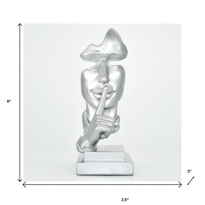 6" Silver Resin Tabletop Sculpture