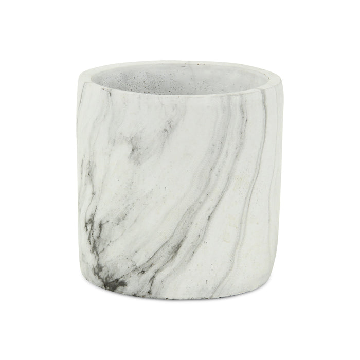 6" White and Gray Marbleized Ceramic Indoor Outdoor Round Pot Planter