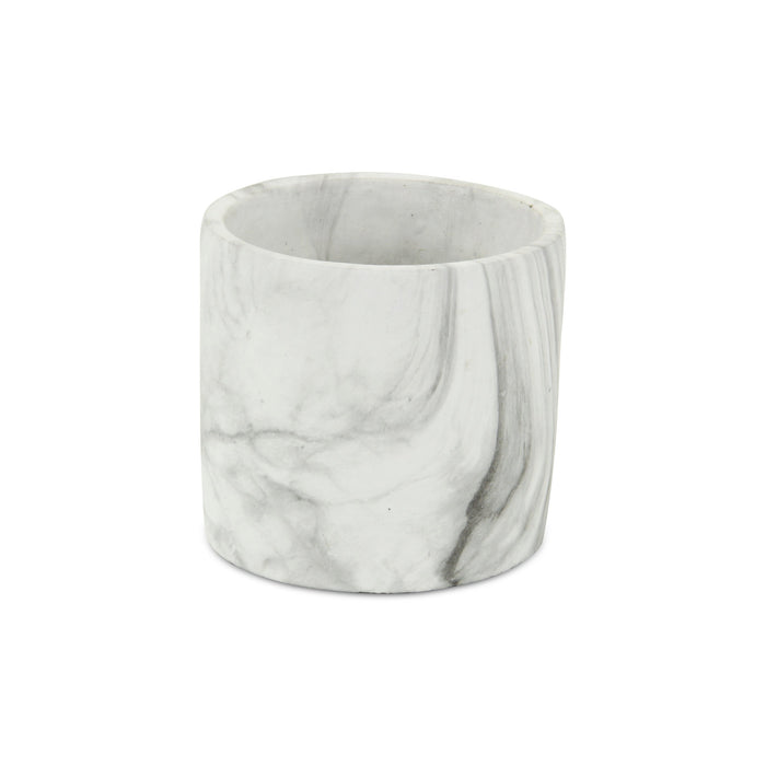 6" White and Gray Marbleized Ceramic Indoor Outdoor Round Pot Planter