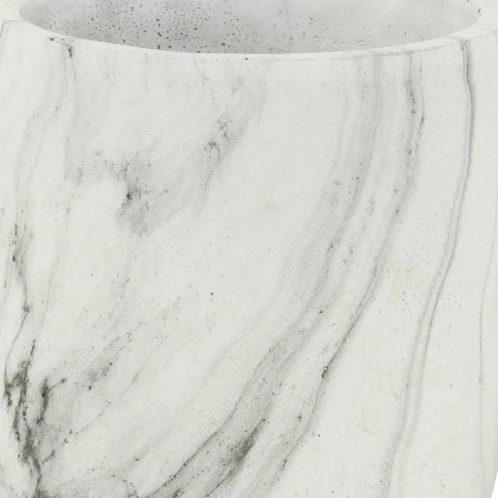 6" White and Gray Marbleized Ceramic Indoor Outdoor Round Pot Planter