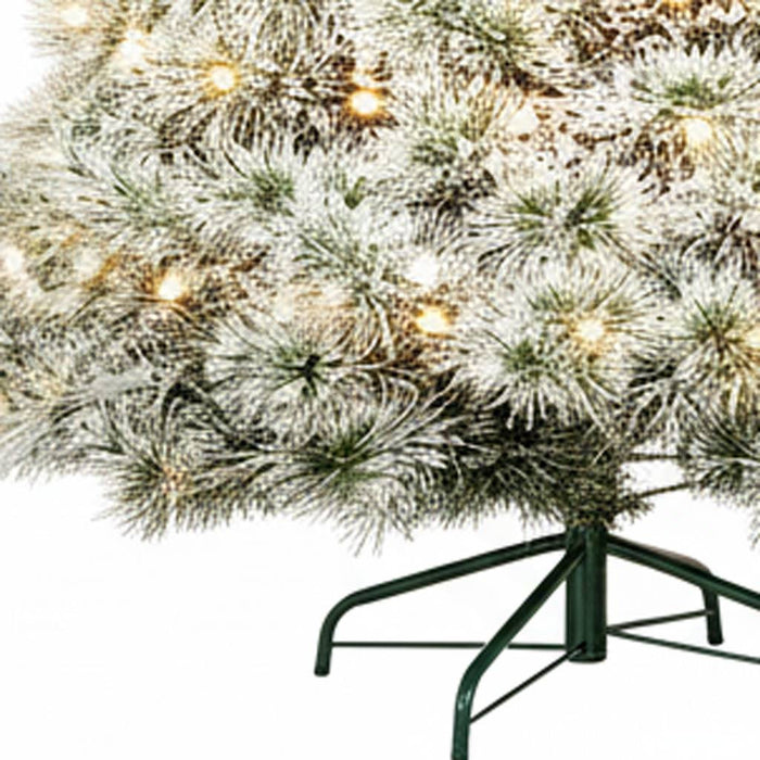 6' White Pre Lit Full Flocked Spruce Christmas Tree