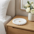 6" White Resin Handmade Round Trinket Tray