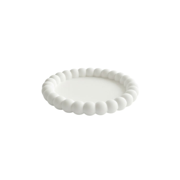 6" White Resin Handmade Round Trinket Tray