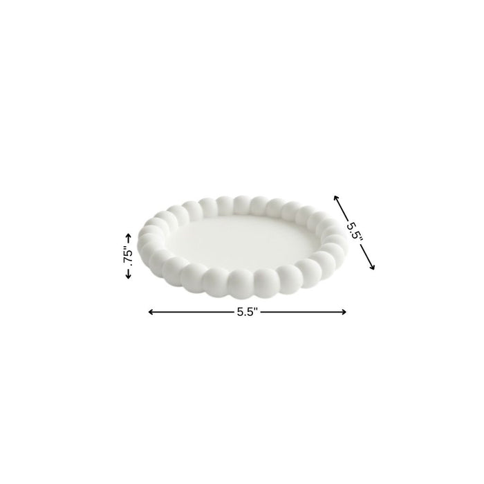 6" White Resin Handmade Round Trinket Tray