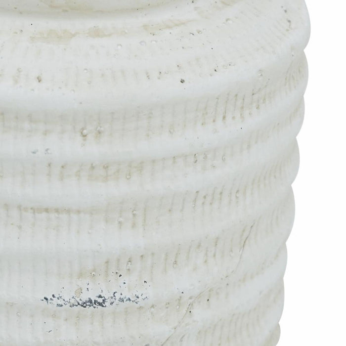 6" White Stoneware Round Jug Vase