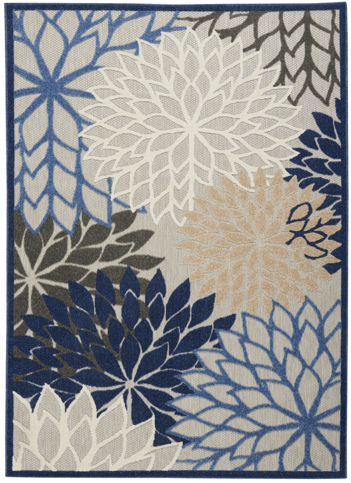 6' X 9' Blue And Gray Indoor Outdoor Area Rug