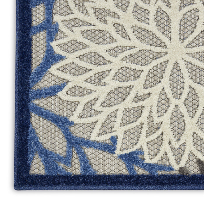 6' X 9' Blue And Gray Indoor Outdoor Area Rug