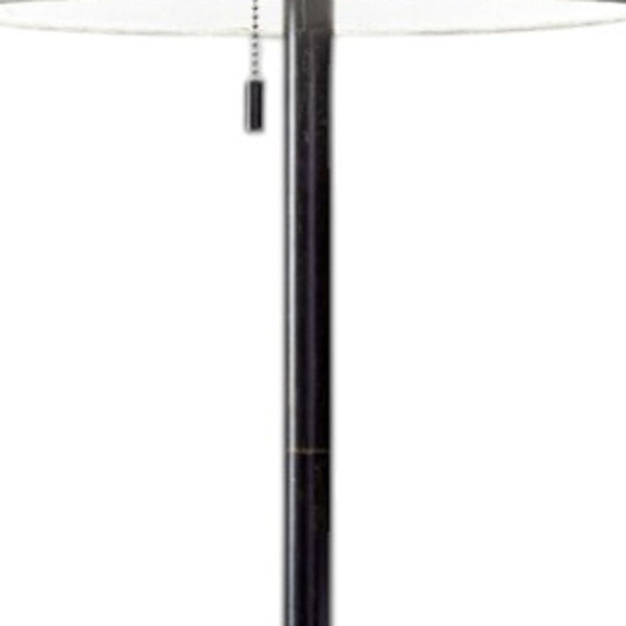 61" Bronze Metal Floor Lamp With Beige Fabric Shade