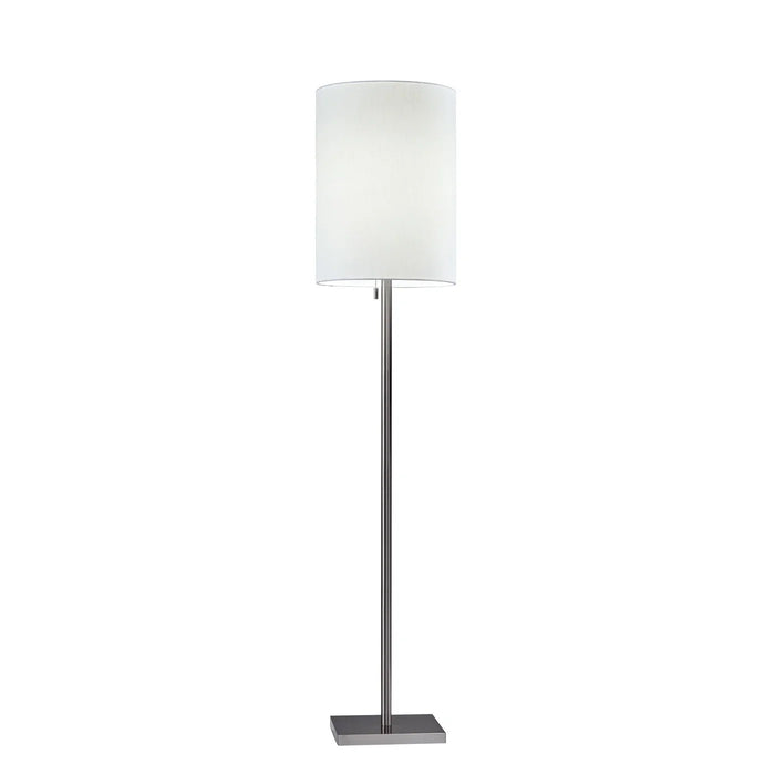 61" Silver Metal Floor Lamp With Fabric Shade