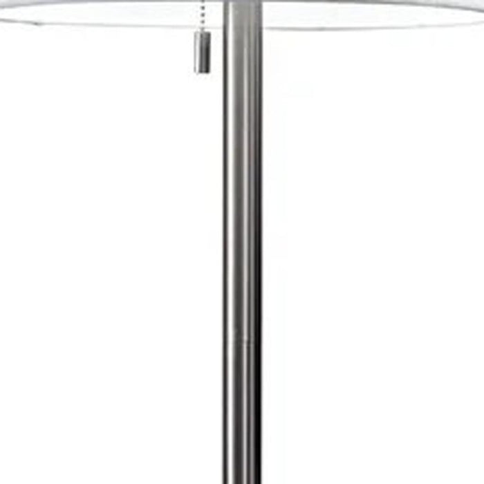 61" Silver Metal Floor Lamp With Fabric Shade
