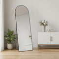 63" Black Metal Arch Wall Mounted Leaning And Freestanding Framed Standing Mirror